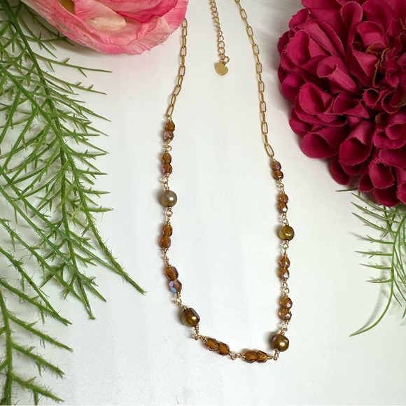 NEW⚜️Chocolate Freshwater Pearl Choker Hand Linked Necklace - Picture 3 of 5